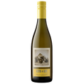 Wine bottle label on a white background with a vintage tractor.